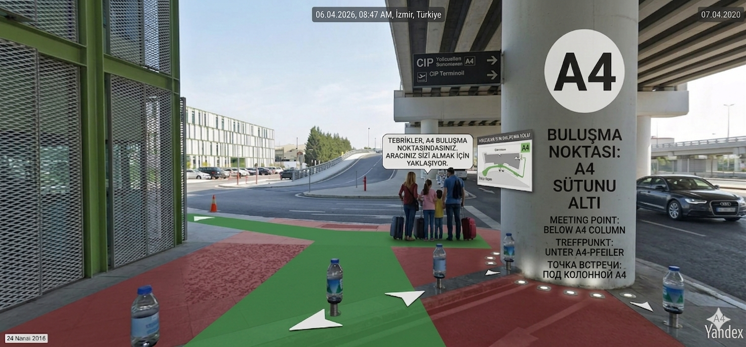 İzmir havalimanı yolcu alma noktası yürüyüş güzergahı