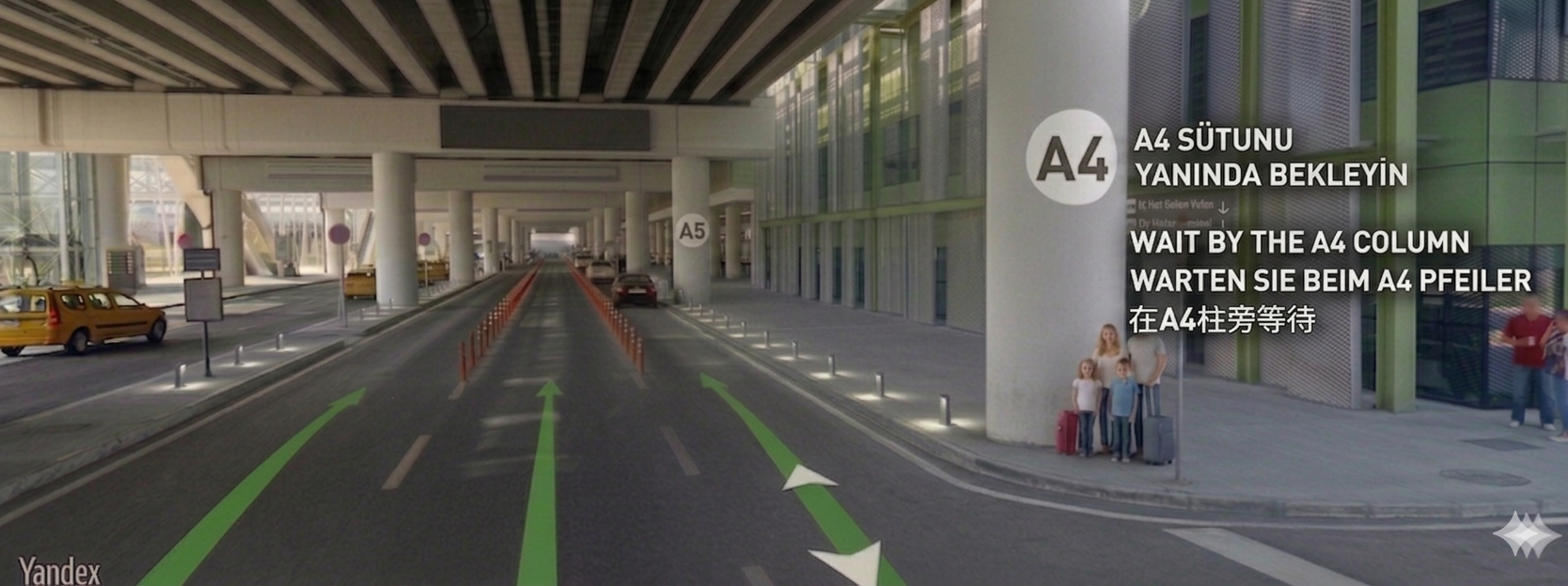 İzmir ADB havalimanı otopark ve sütun üzerinde A harfi